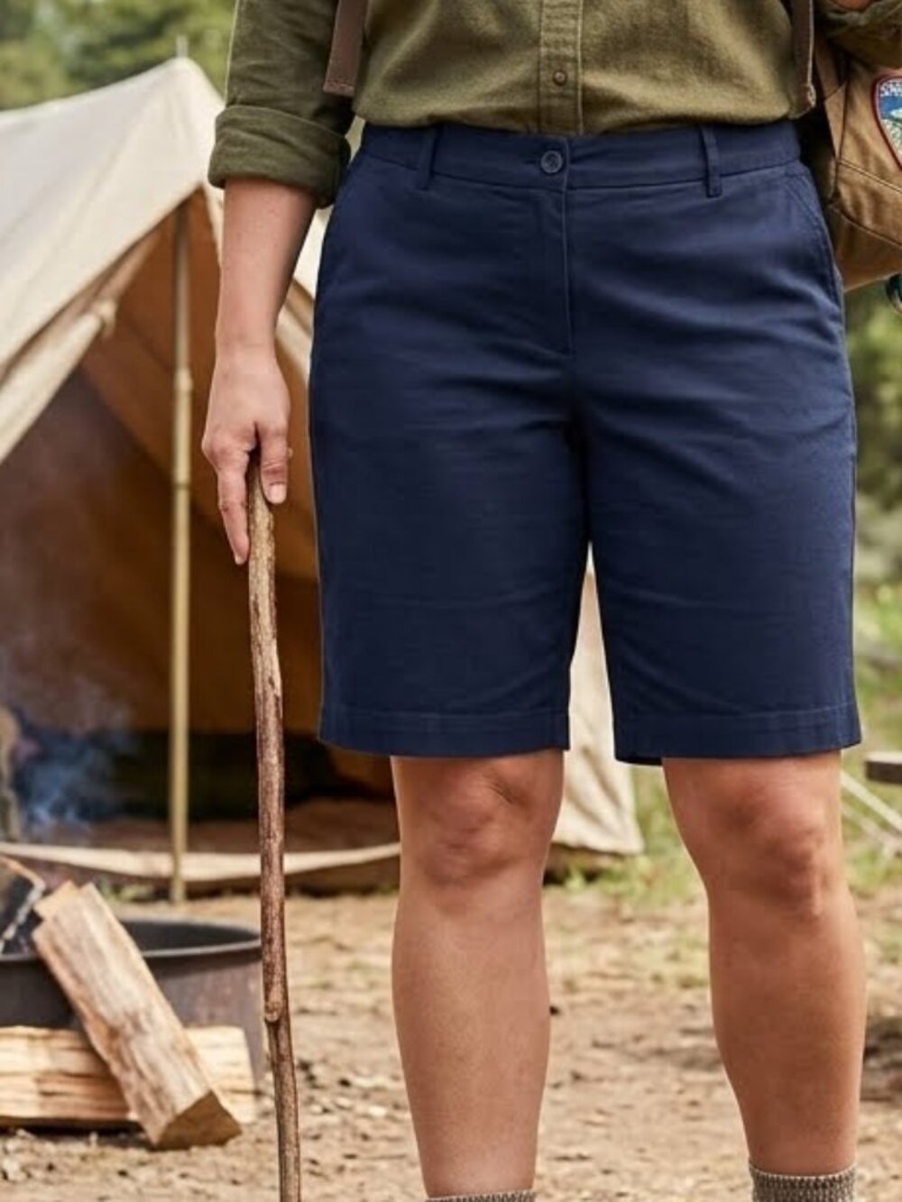 Talbots Woman's Navy Blue Chino Bermuda Shorts Size 18W Perfect Short